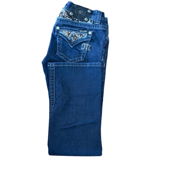 Miss Me Easy Boot embellished bling sequin jeans style JE5731E2R 26 X 31 - Picture 1 of 9